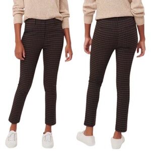Loft High Waisted Plaid Academia Preppy Skinny Pants Brown Black Sz 6P 6 Petite